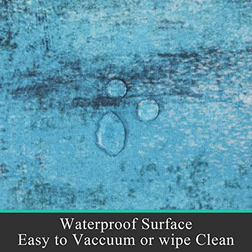 Pauwer Kitchen Rug Sets 3 Piece With Runner Farmhouse Kitchen Rugs And Mats Non Skid Washable Cushioned Kitchen Area Rug Floor Mat Waterproof Runner Rugs For Hallway Kitchen Laundry Room, Turquoise #TOP2