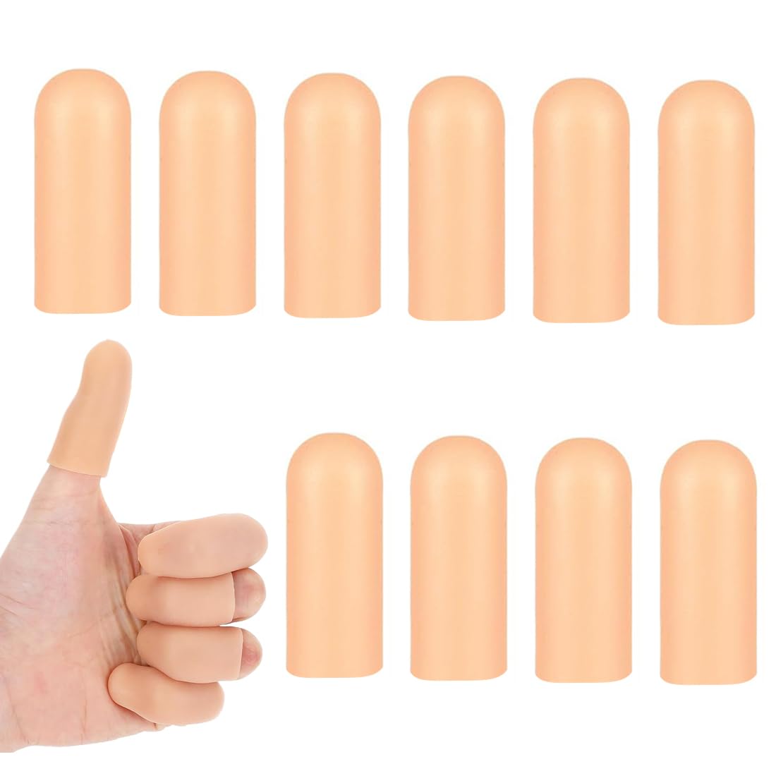 10 pcs protège-doigts en silicone, Protection du bout des doigts Imperméables, Protection du pouce, Protection des doigts en cas de blessure des mains, Convient au pouce(Couleur chair)