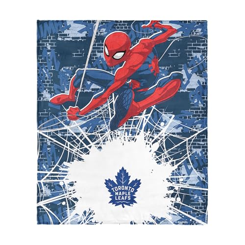 Northwest NHL Toronto Maple Leafs Marvel Spider-Man Web Sling Silk Touch Throw Blanket, Ultra Soft Plush Polyester, Lightweight Warm Decorative Fan Gift, 46 x 60 in