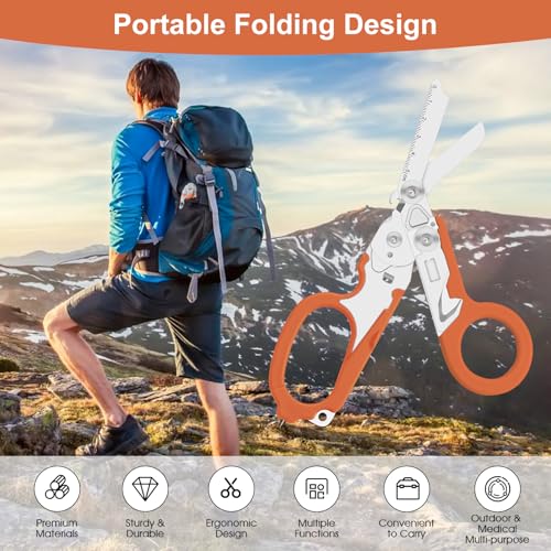 Image of 6-in-1 Heavy-Duty Emergency|trauma shears|Folding Emergency Shears| | Multifunctional Life-Saving Tool|Suitable for Emergency Rescue|Outdoor Exploration|DIY Construction and Maintenance|