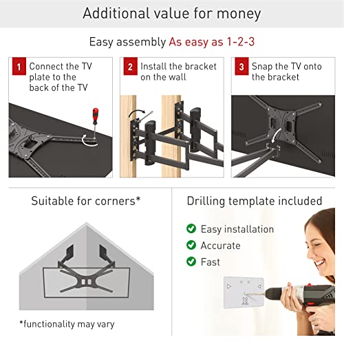 Support mural pour TV Barkan orientable avec son bras articulé extra long de 104 cm