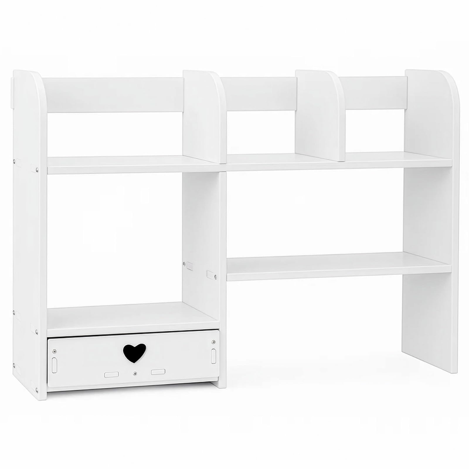 GREENSAPPIRE Desk Shelf Multi-Layer Elevated Desktop Shelf,Desktop Organizer Office Storage Rack Bookcase with Drawer, Organizer, Home Decor Display, Cosmetic and Accessory Holder