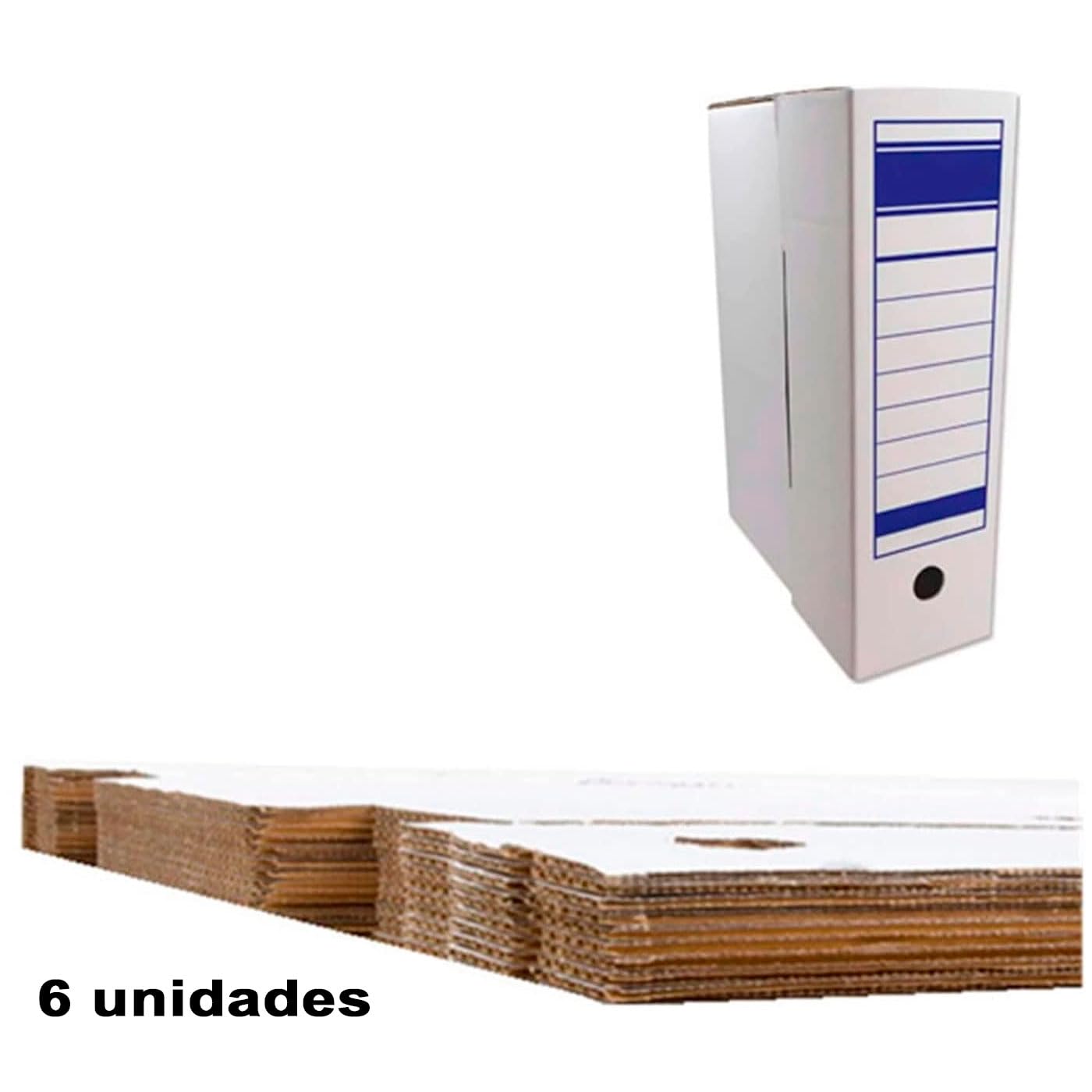 Tradineur - Pack de 6 archivadores definitivos, cajas archivo plegable de cartón, 2 posiciones, tamaño folio, fácil montaje, conservar documentos, facturas, 36 x 25 x 9 cm