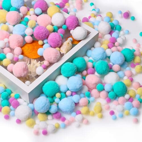 Dncvb 520 Stück Pompons zum Basteln 1-3 cm Bunte Pompons zum Basteln, Bommel zum Basteln, Filzkugeln Bunt Pompons, Bälle zum Basteln für Kinder und Erwachsene, DIY, Handwerk, Partydekoration
