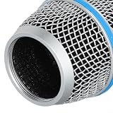 Evenoonest Testina di ricambio per microfono Shure Beta 58A, confezione da 4 griglie in acciaio con schiuma integrata, copertura protettiva in metallo (87A)