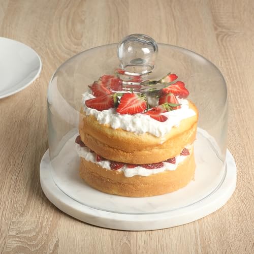 Gibson Elite Ridgehaven 11" Marble Cake Stand, Serving Platter, Charcuterie Board, and Center Piece Home Décor With Glass Lid - Fits 9" Cake by Gibson Elite - Image 4