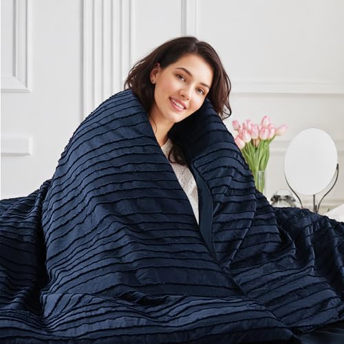 Image of NEXHOME PRO Duvet Cover Full,Navy 3 Pieces Boho Tufted Duvet Cover Set, Soft and Lightweight 100% Washed Microfiber Comforter Cover Set for All Season(Navy Full, 80 x 90)-No Comforter