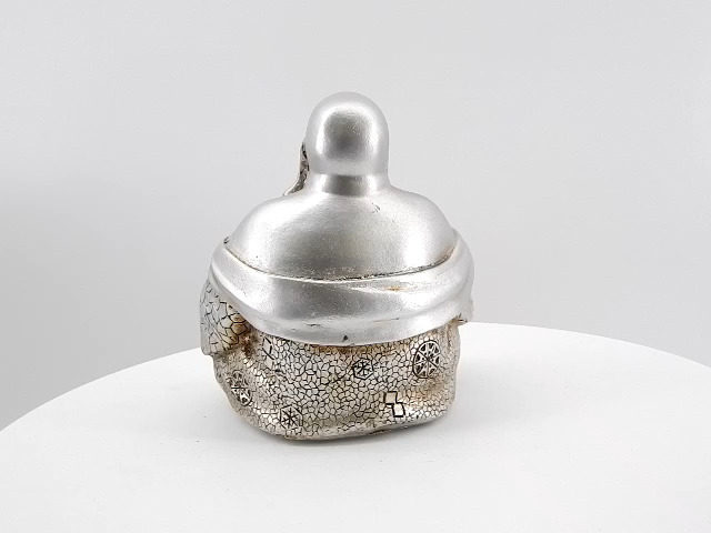 Estatua Buda Feliz Risueño Feng Shui 6 Pulgadas Plateada miniatura 7