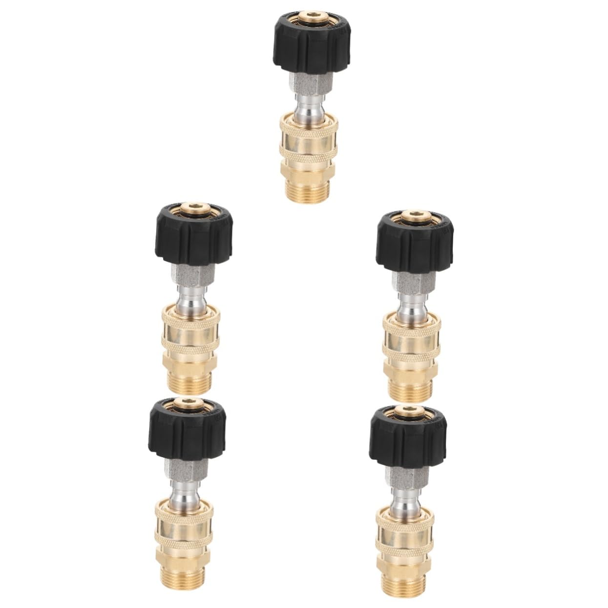 UKCOCO 5 Juegos Adaptador Masculino conectar acoplador de Lavadora a presión arandela Conector rapido Conector de Manguera de Alta presión conexión para Lavadora a presión latón Dorado