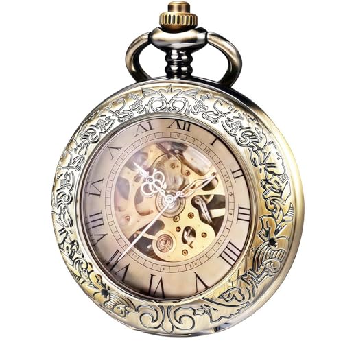 Kchss Mechanical Pocket Watch, for Men Women Special Magnifier Half