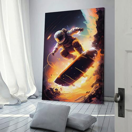 Cadeau pour homme et femme tableau astronaute galaxie art moderne 30x45 cm