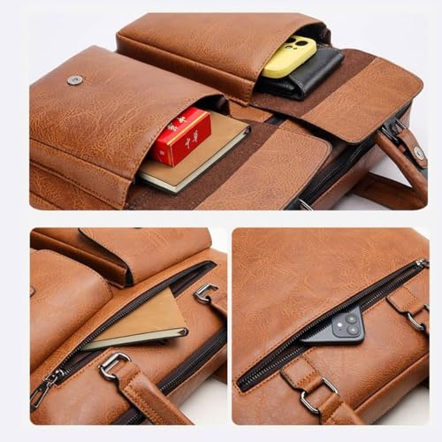 Image of CAVALO - Be Unique Leather Men's Laptop Bag Retro Messsenger Bag Men's Handbag Crossbody Bag Personality Briefcase (upto 14 inch) | Premium PU Leather