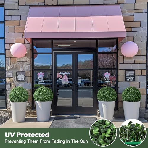 Garveehome 16” Artificial Plant Topiary Ball, Pre-Lit Artificial Topiary Plant with 8 Mode, Battery Operated,and Remote Control, Light Plant Ball for Backyard, Wedding and Home DéCor
