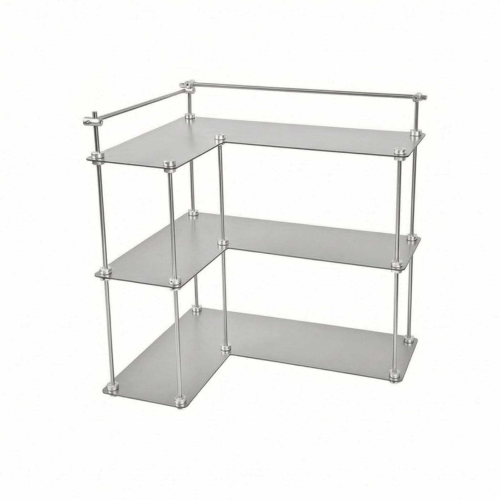 Scaffale Angolare a 3 Ripiani Aperto, Supporto Scaffale Angolo, per
