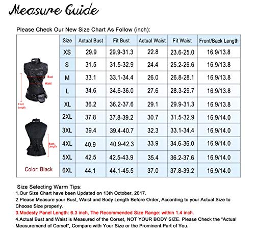 Charmian Women's Retro Goth Spiral Steel Boned Brocade Steampunk Bustiers Corset With Jacket And Belt Black Large #TOP6