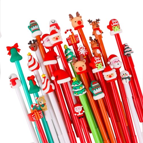 VEYLIN Set de 30 bolígrafos de gel navideños miniatura 1