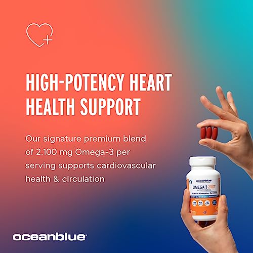 Oceanblue Omega-3 2100 With Turmeric – 60 Ct – Triple Strength Burpless Fish Oil Supplement With High-Potency Epa And Dha, And Turmeric For Joints – Orange Flavor (20 Servings) #TOP3