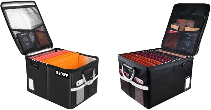 TOMKID 5200F Fireproof Document Box, Fire Important Document Organizer with Lock