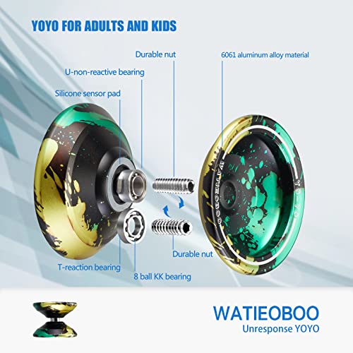 Watieoboo Yoyo Professional,Metal Responsive Yoyo For Kids Beginners, Unresponsive Yoyo For Adults Intermediate-Advanced Players With Glove And 10 Replacement Yoyos Strings Model Wa-01 #TOP2