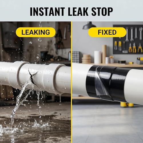 Image of 4inX10ft Rubberized Seal Patch Tape - Waterproof Tape Seal and Patch Leaks for Home RV Roof Plumbing and Pool Repairs, Underwater, Indoor Outdoor