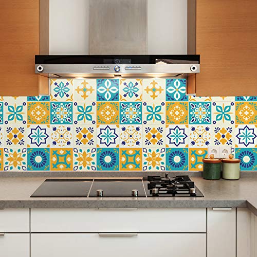 WALPLUS wall sticker Temara 15 cm PVC blue / yellow 24 pieces