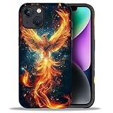 Punmada for iPhone 13/14 Case,Spread Wings Fire Phoenix Pattern for Girl Women Boy Hard Hybrid Shell Shockproof Silicone Full Body Shockproof Protective Case for iPhone 13/14