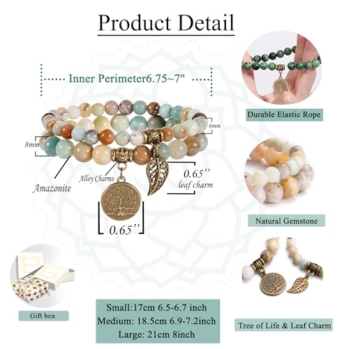 Farfume Chakra Bracelets for Women - Crystals Bracelet Women Natural Gemstones Yoga Reiki Bangle- A Set of Double Bracelets - Image 4