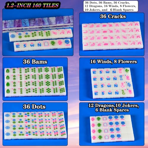 Juego de Mahjong Americano Starry Blue con 160 azulejos de acrílico 3