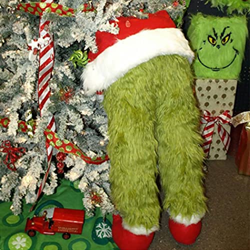 Christmas Elf Body Furry Green Head/Arm/Legs for Tree Decorations, Tree Topper, Ornaments, Party (Elf Legs)