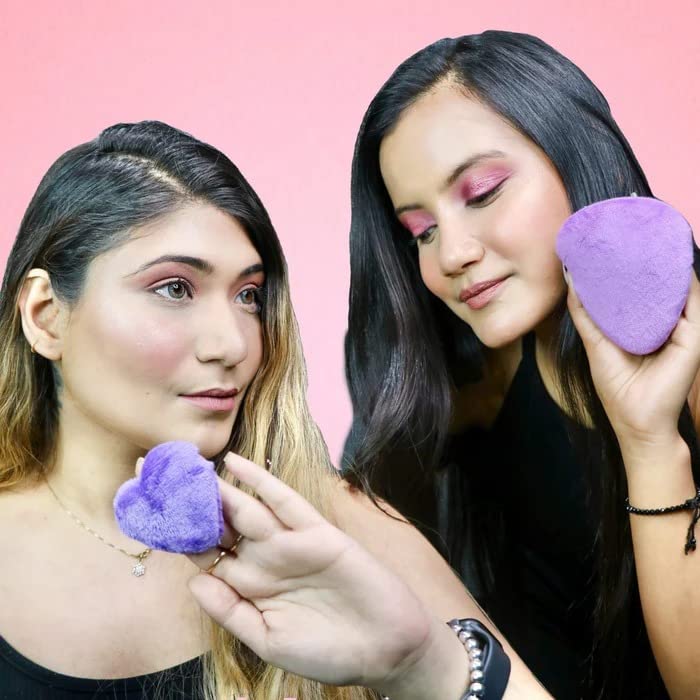 SUROSKIE Gorge Me Powder Puff | Women Makeup Sponge Puff for Face Cosmetic Foundation, Primer, Concealer Puff | Smooth Coverage Ultra Soft, Violet & Pink (Pack of 2)