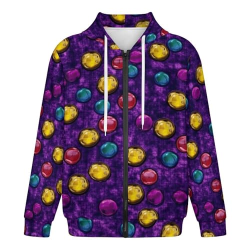 Bingo Dots Purple Men's Hoodies with Zipper Lightweight Long Sleeve Casual Sweatshirts4