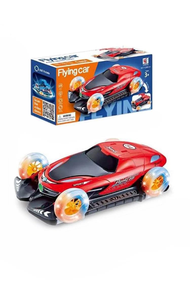 URBAN TOYS Deform Flying Car with 360° Rotation, Bump & Go, 3D Lights, Sound, and Four-Wheel Stunt Action – Battery Operated, Durable ABS, Multicolor for Boys & Girls
