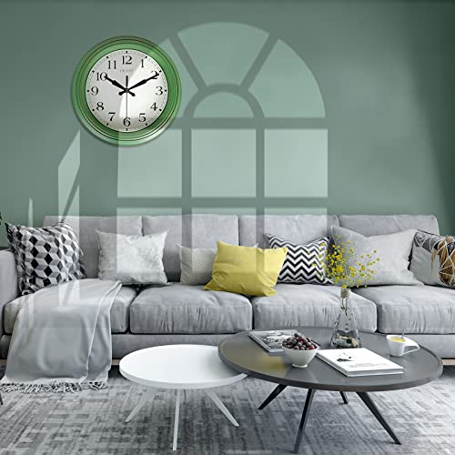 Ocest Retro Green Kitchen Wall Clock, 9-Inch Silent Non Ticking Battery Operated Home Decorative Round Quartz Wall Clock, Easy To Read Clock For Livingroom, Bedroom, Bathroom, Office, Reading Room #TOP2