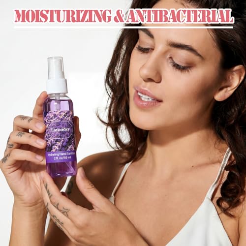 Image of 6 Pcs Hydrating Hand Sanitizer Spray Floral Scented Hand Sanitizer Spray Travel Size 2 Fl oz Pocket Bottle Mist Gently Cleans Dirt for Women Men Adult Family Office Family Car School Travel