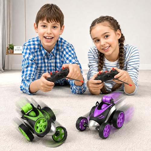 Image of VGRASSP Mini Stunt Remote Control Rechargeable Car Toy for Kids - 360 Degree Spinning (Multicolor)