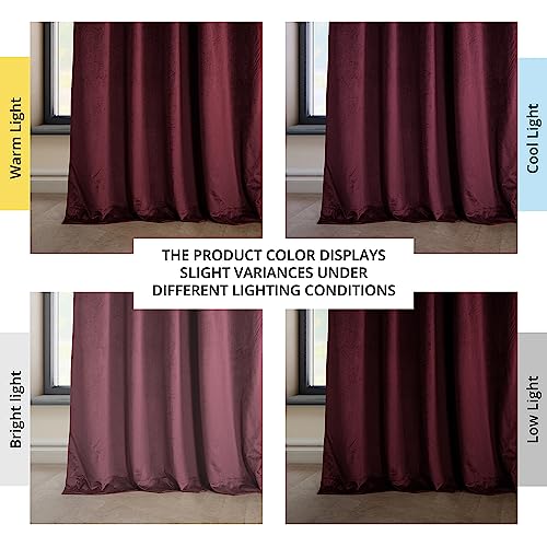 HPD Half Price Drapes Heritage Plush Velvet Curtain (1 Panel), Polyester Blend, Dark Merlot, 50 in x 96 in - Image 3