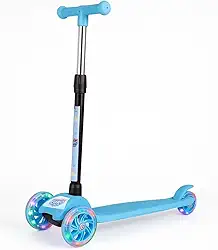 Patinete Dobrável Azul Infantil 3 Rodas Com Led - Castela