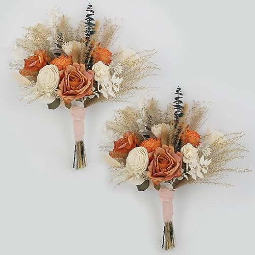 Rinlong 13.7' Wide 2Pcs Fall Wedding Bouquets for...