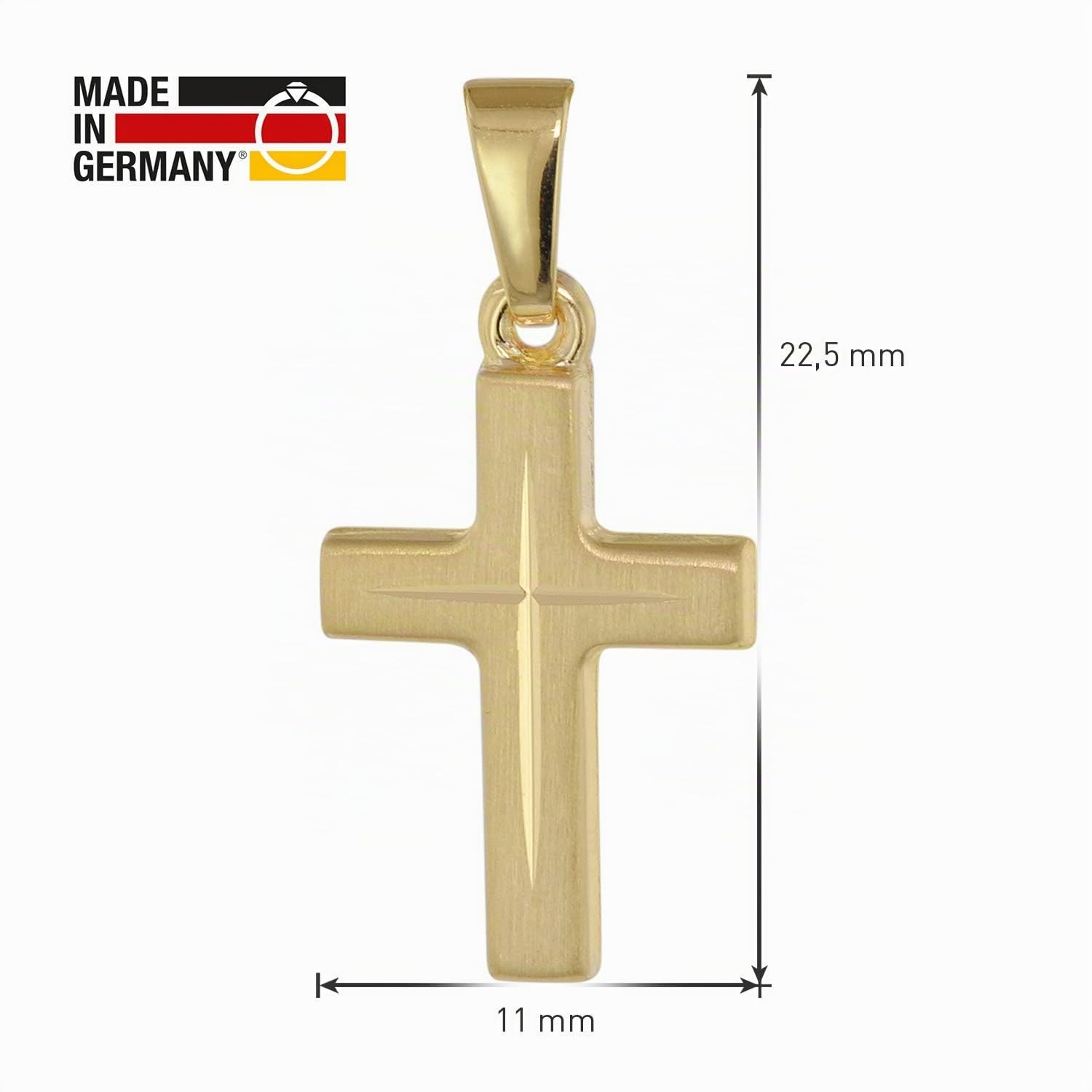 trendor Kreuz-Anhänger für Kinder Gold 333 + goldplattierte Silberkette