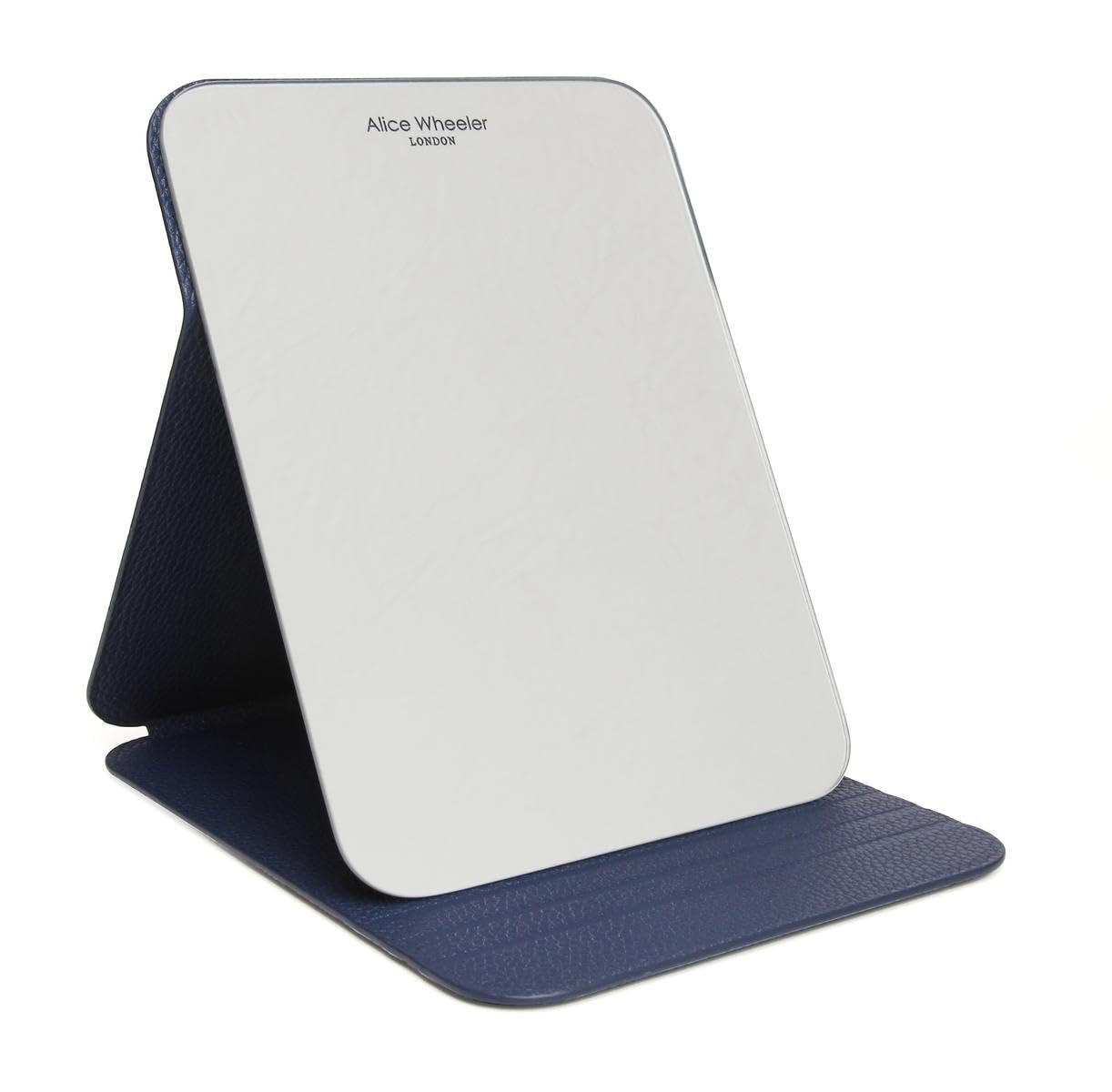 Alice Wheeler Faux Leather Foldable Travel Mirror - Navy
