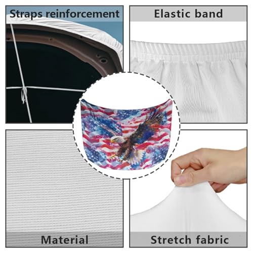 Image of Colorful American Flag Eagle Car Hood Cover Stretch Polyester Car Hood Cover Removable Automotive Accessories Suitable Most Automotive Sedans Trucks Pickup Sports Cars
