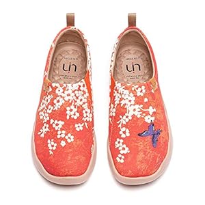 UIN Dames Sakura geschilderde canvas schoenen vlinder loafer schoenen slip-on schoenen mode rode reisschoenen