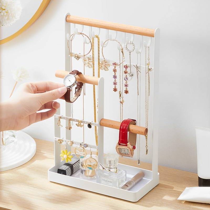 Amagogo Présentoir à Bijoux, Tour à Bijoux, Décoration, Porte-clés, Organisateur Suspendu, Plateau De Rangement Pour Montres, Clés, Bracelets, Maison, Noir