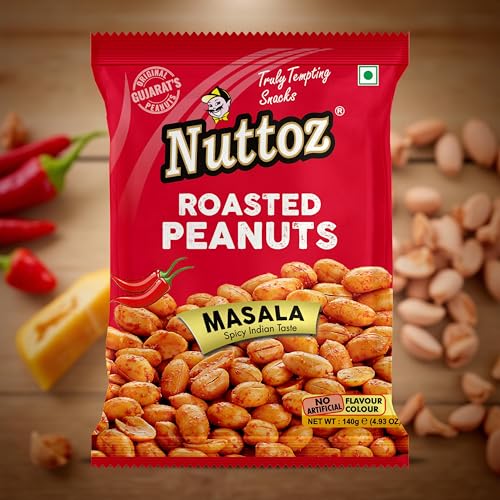 Image of Nuttoz Roasted Peanut Masala - Pack of 2 (140gm each) | Jumbo Roasted Moongfali | Non Fried Ready to Eat Healthy Snack | Crunchy Snack and Namkeen
