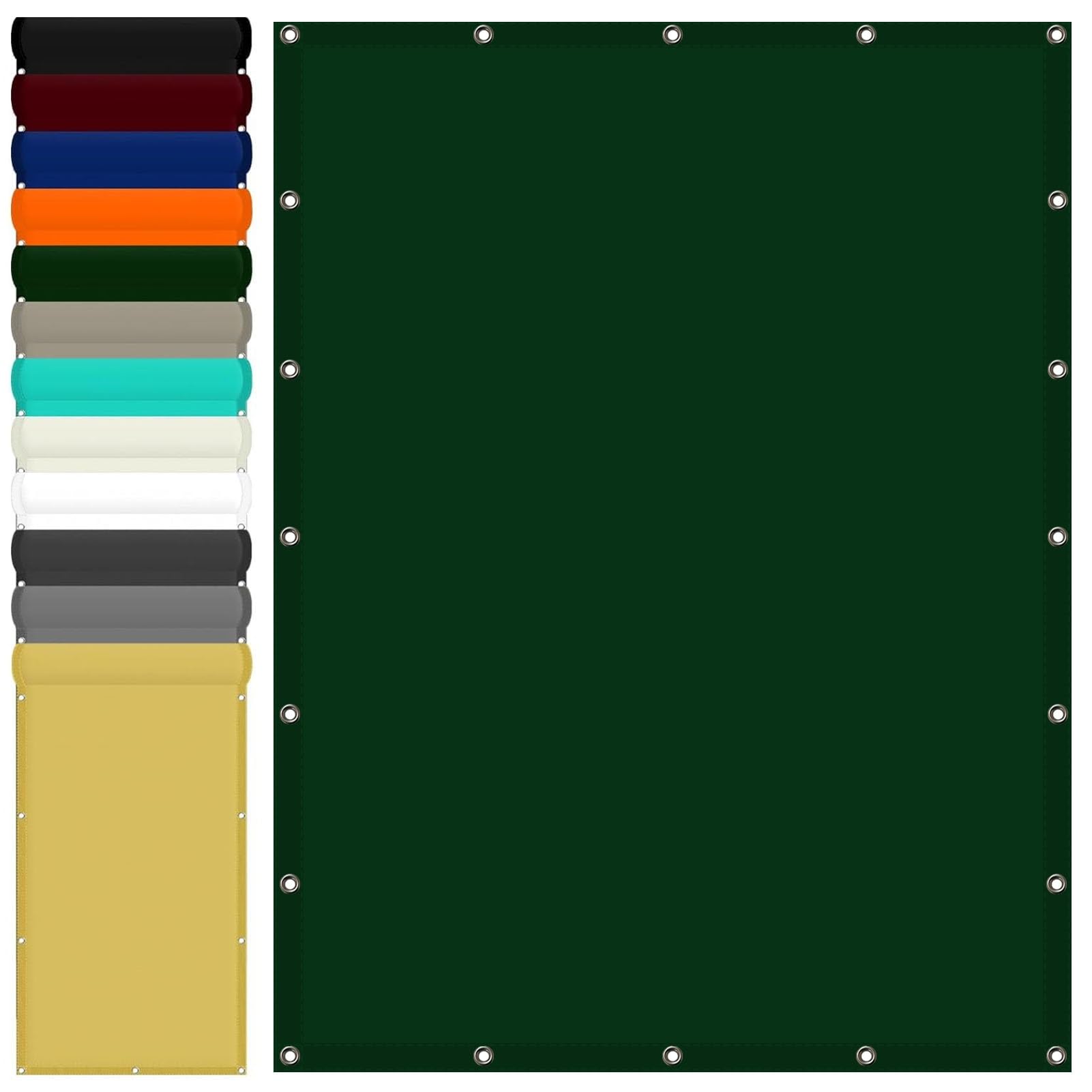 Malla Sombreadora 2.6 x 10 m Impermeable Rectangular Lona De Sombra Resistente al Agua con Ojales y Cuerdas Rayos UV HDPE Vela toldos para Jardín Terraza, Verde Oscuro