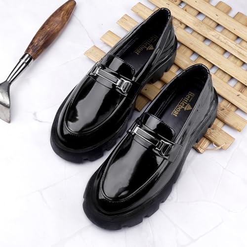Image of WUGATTI Men's Patent Leather Comfortable & Office Wear Slip-On Loafers