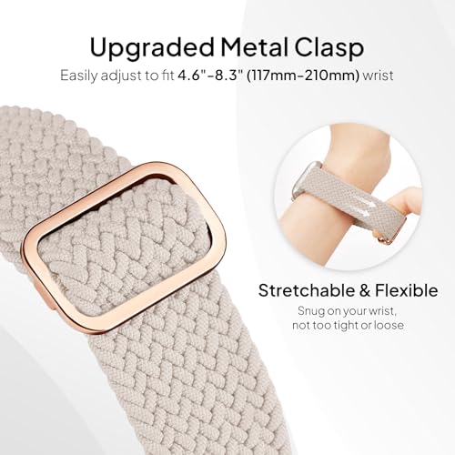 Image of 4 Pack Braided Stretchy Bands Compatible with Apple Watch 40mm 41mm 38mm 42mm 44mm 45mm 46mm 49mm Women Men, Breathable Nylon Elastic Daily Use Straps for iWatch Series 11 /10 9 8 7 6 5 4 3 SE /Ultra 2