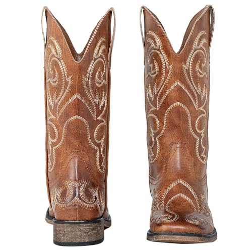 SheSole Women's Cowboy Cowgirl Boot Square Toe Western Mid Calf Boots2
