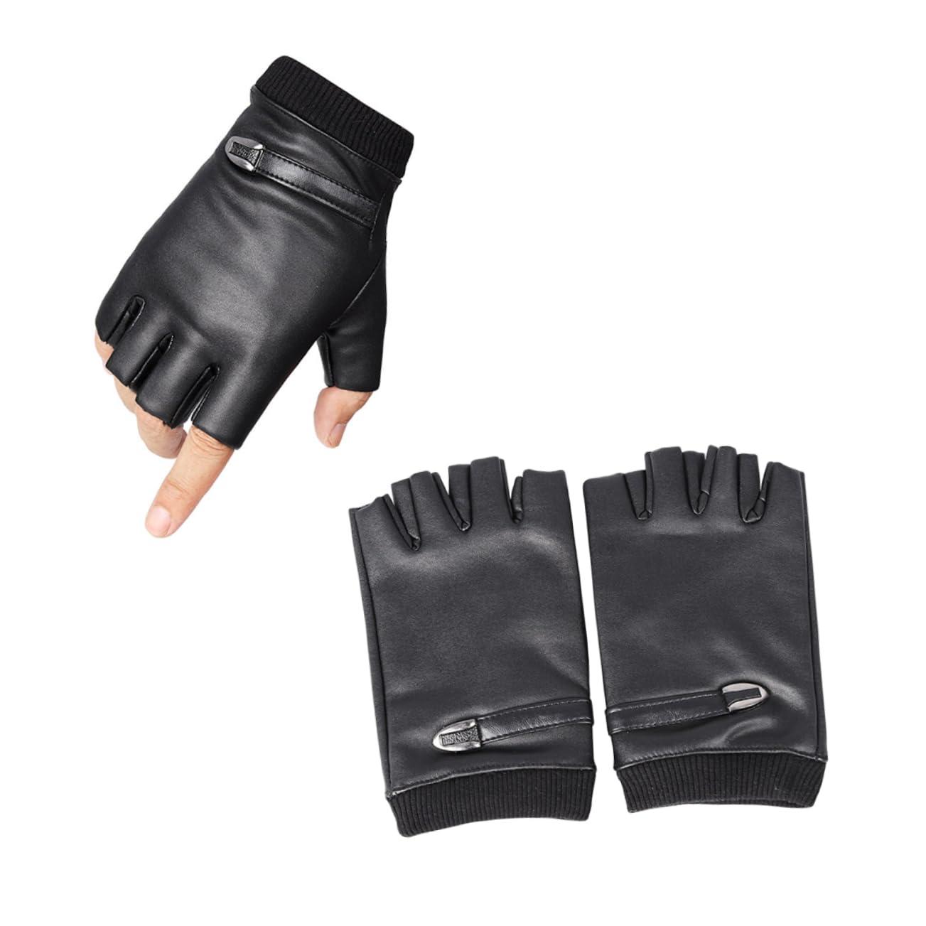 minkissy 1set Breathable Pu Leather Half Finger Gloves for Winter Fishing and Cycling Comfortable Shockproof and Sweat Design for Outdoor Activities 2pair