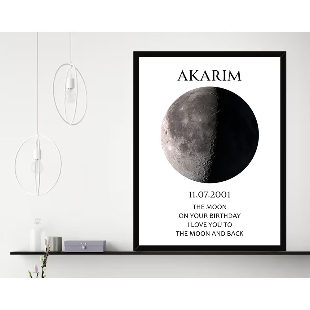 Amazon.com: Personalized Birthday Moon Phase Canvas, Custom Birthday ...